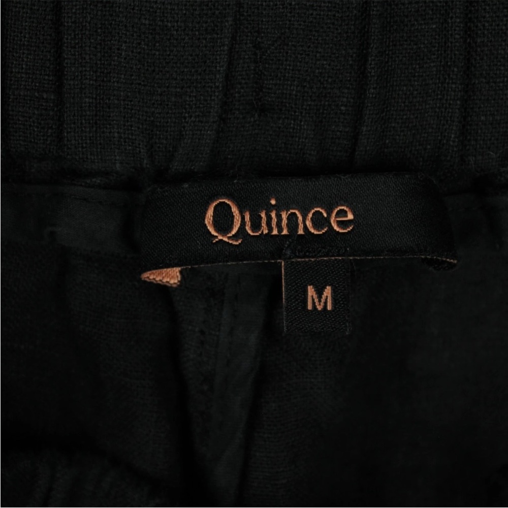 Quince 100% Linen Cropped Straight Leg Pants Womens Medium 32x26 Black Casual - Picture 7 of 10